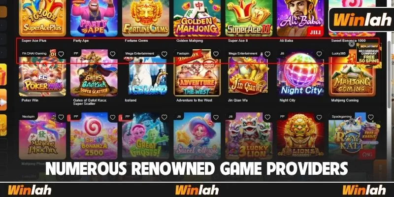 Numerous renowned game providers